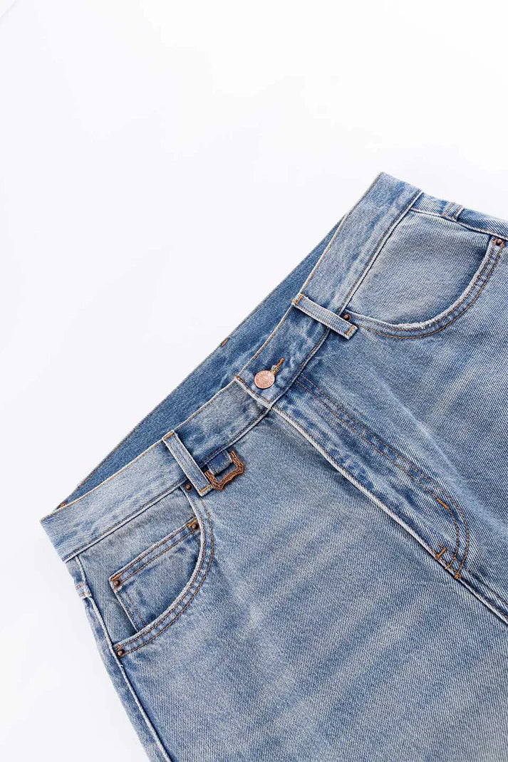 パンツ Tribal Leather Patch Baggy Denim Jeans Tribal Leather Patch Baggy Denim - Blue – POLEMO