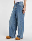 Loose Wave Denim Jeans - Light Blue