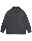 Oversized Mohair Knit Polo - Steel