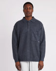 Oversized Mohair Knit Polo - Steel