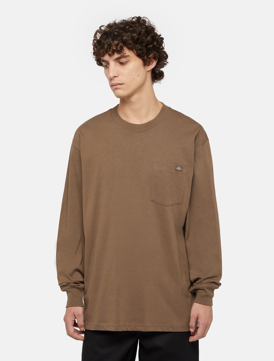 Luray Long Sleeve Pocket T-Shirt - Brown