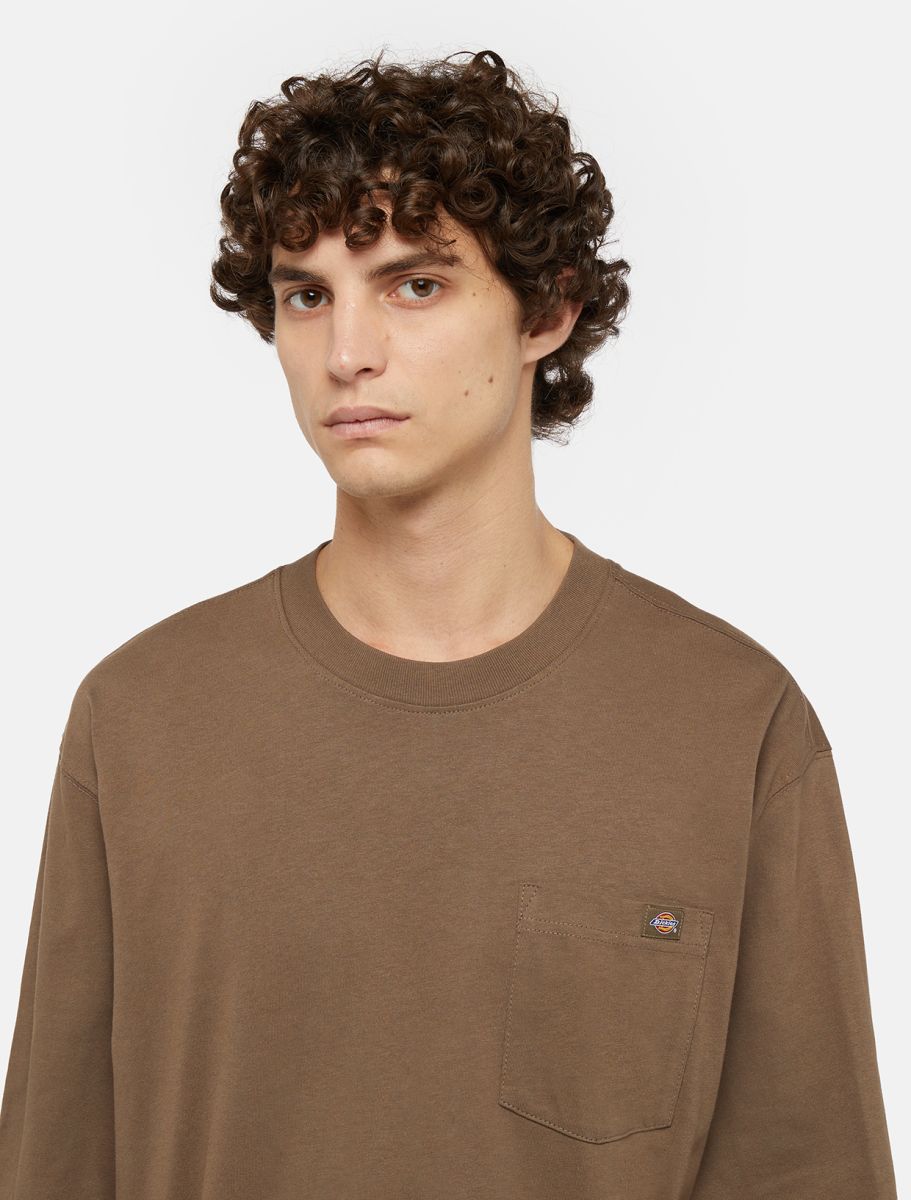 Luray Long Sleeve Pocket T-Shirt - Brown