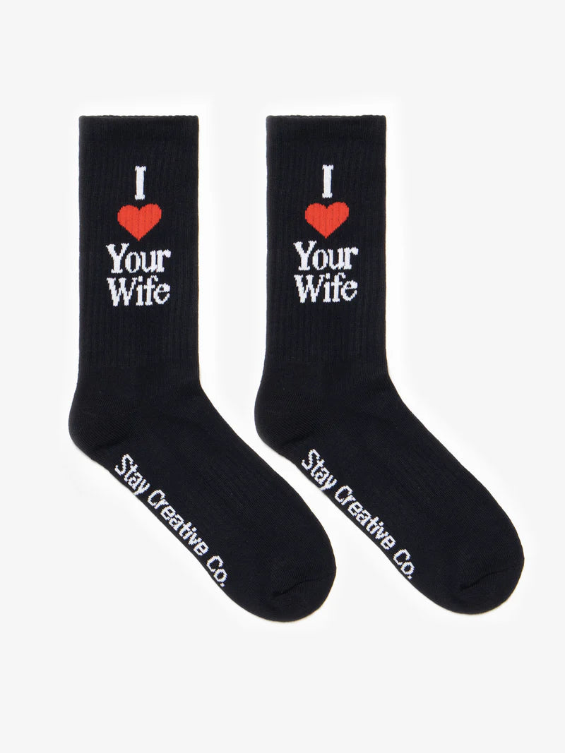 i &lt;3 your wife Socks Black