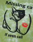 Missing Cat T-Shirt Grey Washed