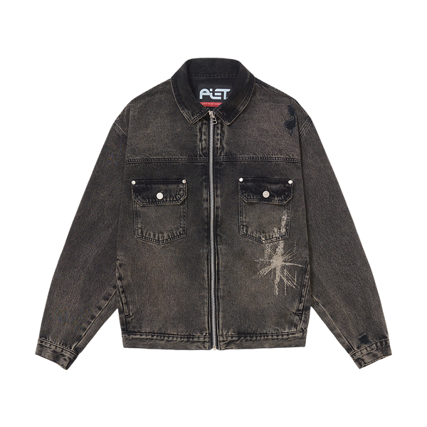 Distressed Denim Jacket - Khaki – POLEMO
